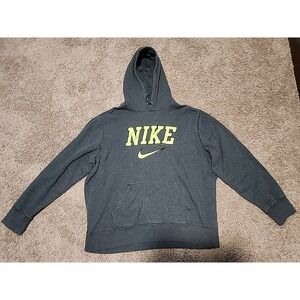 Nike Classic Vintage Gray Green Pullover Hoodie Sport Sweatshirt Men's Size XXL